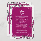 Roze Cherry Blossom Flower Bat Mitzvah Uitnodiging (Voorkant / Achterkant)