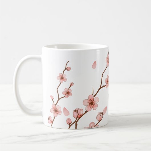 Roze Cherry Blossom Flower Coffee Mok (Links)