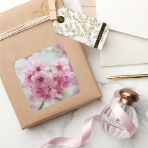 Roze Cherry Blossom Flower, Japan Photography Vierkante Sticker