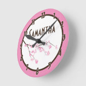 Roze Cherry Blossom Flower Personalized Clock Ronde Klok (Hoek)