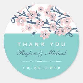 Roze Cherry Blossom Flower Wedding Favor Sticker
