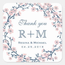Roze Cherry Blossom Flower Wedding Favor Sticker