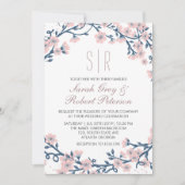 Roze Cherry Blossom Flower Wedding Invitation Kaart (Voorkant)