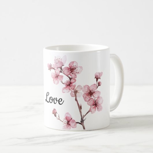 Roze Cherry Blossom Flowers Koffiemok (Voorkant rechts)