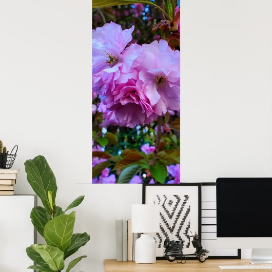 Roze Cherry Blossom Flowers Poster (Thuiskantoor)
