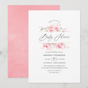 Roze Cherry Blossom Geometric Baby shower Kaart