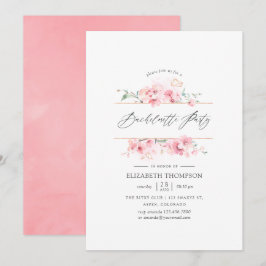 Roze Cherry Blossom Geometric Bachelorette Party Kaart