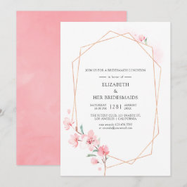 Roze Cherry Blossom Geometric Bridesmaids Luncheon Kaart