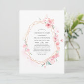 Roze Cherry Blossom Geometric Celebration of Life Kaart (Staand voorkant)