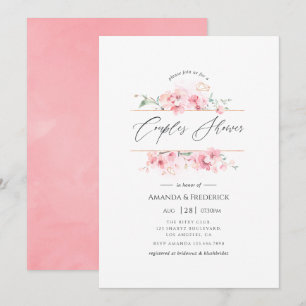 Roze Cherry Blossom Geometric Couples Shower Kaart