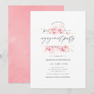 Roze Cherry Blossom Geometric Engagement Party Kaart