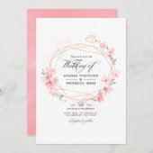 Roze Cherry Blossom Geometric QR Code RSVP Weddens Kaart (Voorkant / Achterkant)