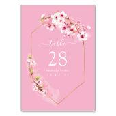 Roze Cherry Blossom Geometric Quinceañera Kaart (Achterkant)