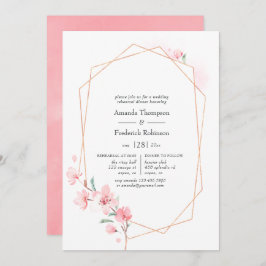 Roze Cherry Blossom Geometric Rehearsal Dinner Kaart