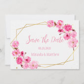 Roze Cherry Blossom Geometric sparen de datumkaart Kaart (Voorkant)
