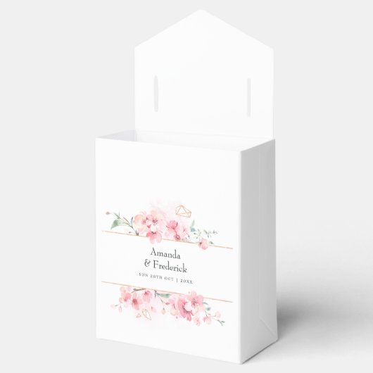 Roze Cherry Blossom Geometric Spring Wedding Bedankdoosjes (Geopend)