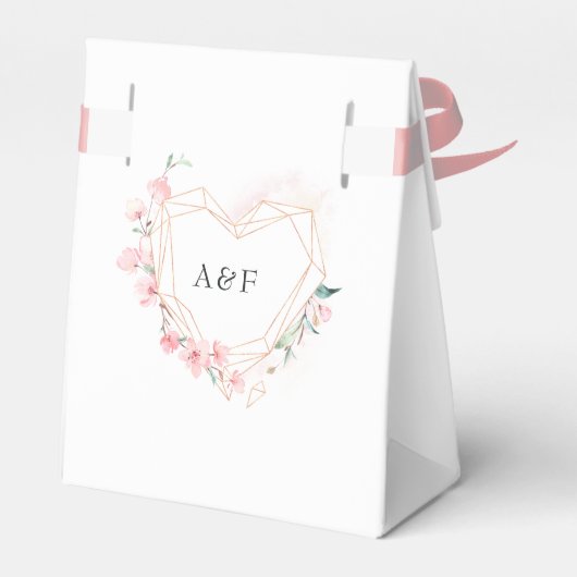 Roze Cherry Blossom Geometric Spring Wedding Bedankdoosjes (Achterkant)