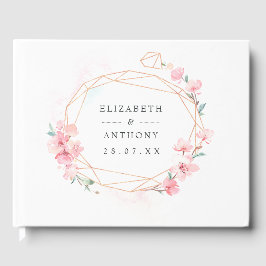 Roze Cherry Blossom Geometric Spring Wedding Gastenboek