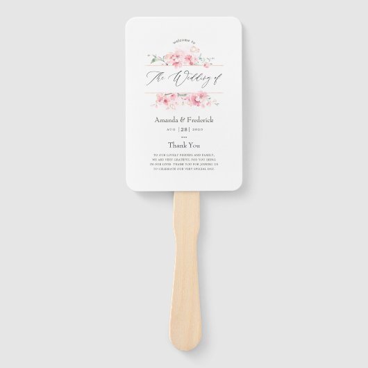 Roze Cherry Blossom Geometric Spring Wedding Handwaaier (Voorkant)