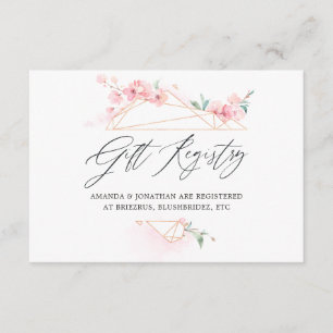 Roze Cherry Blossom Geometric Spring Wedding Informatiekaartje
