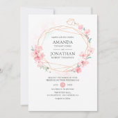 Roze Cherry Blossom Geometric Spring Wedding Kaart (Voorkant)