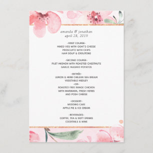 Roze Cherry Blossom Geometric Spring Wedding Menu