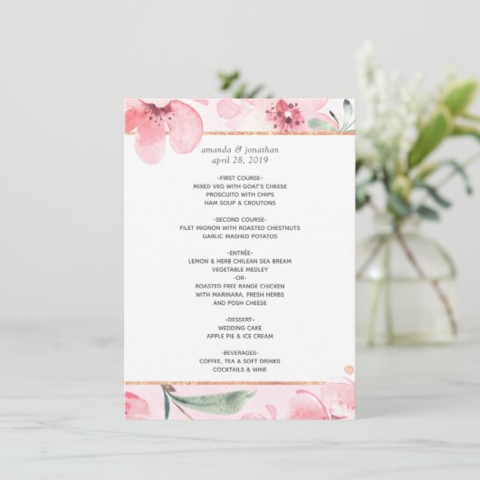 Roze Cherry Blossom Geometric Spring Wedding Menu (Staand voorkant)