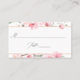 Roze Cherry Blossom Geometric Spring Wedding Plaatskaartje