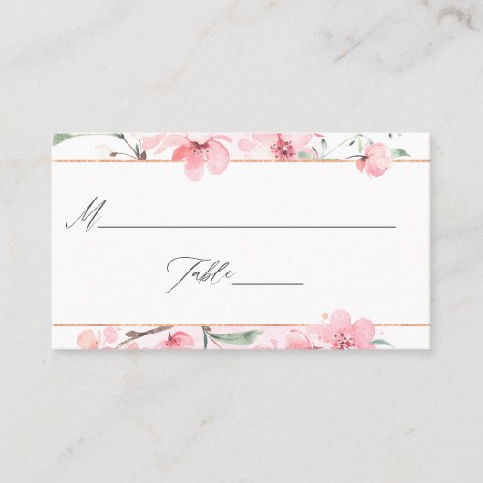 Roze Cherry Blossom Geometric Spring Wedding Plaatskaartje (Voorkant)