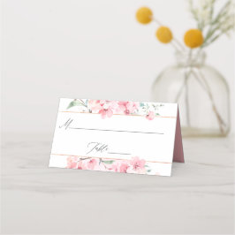Roze Cherry Blossom Geometric Spring Wedding Plaatskaartje