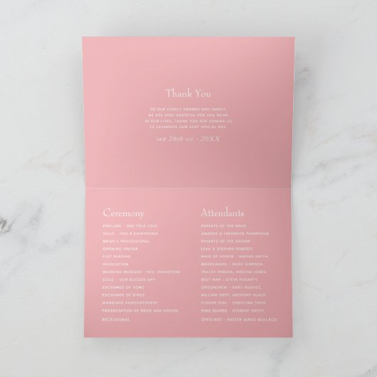 Roze Cherry Blossom Geometric Spring Wedding Programma (Binnen)