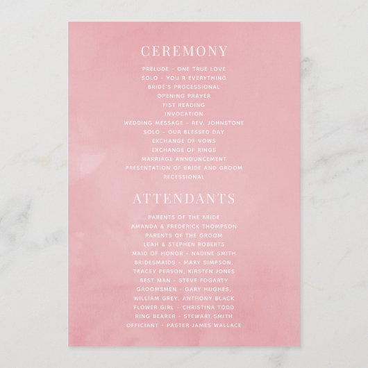 Roze Cherry Blossom Geometric Spring Wedding Programmakaart (Achterkant)