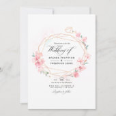 Roze Cherry Blossom Geometric Spring Weduwfoto Kaart (Voorkant)