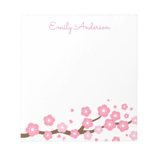 Roze Cherry Blossom - Gepersonaliseerd Notitieblok (Voorkant)