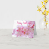 Roze Cherry Blossom | Gepersonaliseerde verjaardag Kaart (Gele Bloem)