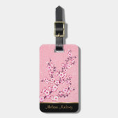 Roze Cherry Blossom Glitter Bagagelabel (Voorkant verticaal)
