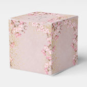 Roze Cherry Blossom Gold Glitter Wedding Favor Bo Bedankdoosjes (Voorkant Zijde)