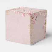 Roze Cherry Blossom Gold Glitter Wedding Favor Bo Bedankdoosjes (Achterkant)