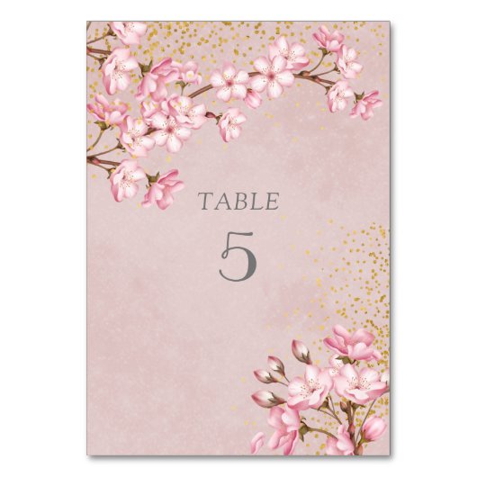Roze Cherry Blossom Gold Glitter Wedding Kaart (Achterkant)