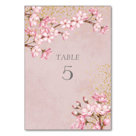 Roze Cherry Blossom Gold Glitter Wedding Kaart