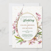 Roze Cherry Blossom Gold Lijst Weddenschap Kaart (Voorkant)