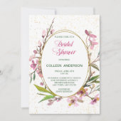 Roze Cherry Blossom Goud Lijst Vrijgezellenfeest Kaart (Voorkant)