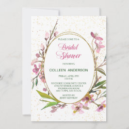 Roze Cherry Blossom Goud Lijst Vrijgezellenfeest Kaart