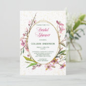 Roze Cherry Blossom Goud Lijst Vrijgezellenfeest Kaart (Staand voorkant)