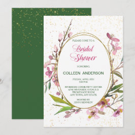 Roze Cherry Blossom Goud Lijst Vrijgezellenfeest Kaart