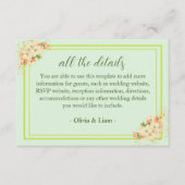 Roze Cherry Blossom , huwelijksdetails Informatiekaartje (Voorkant)