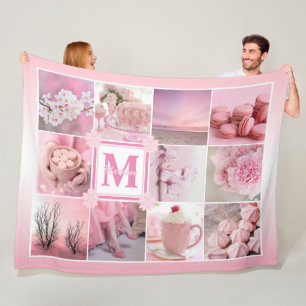 Roze Cherry Blossom Instagram Foto Grid Sakura Fleece Deken