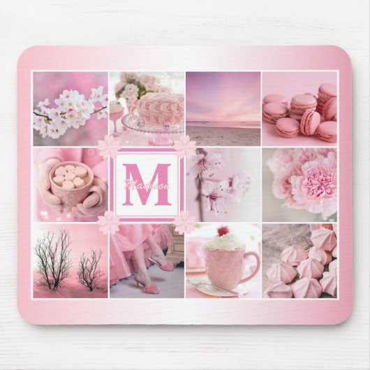 Roze Cherry Blossom Instagram Foto Grid Sakura Muismat (Voorkant)