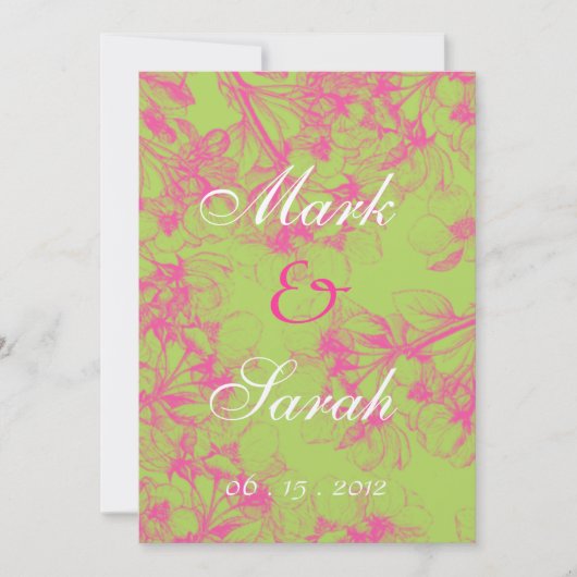 Roze Cherry Blossom Invitation Kaart (Voorkant)