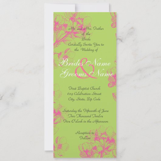 Roze Cherry Blossom Invitation Kaart (Achterkant)